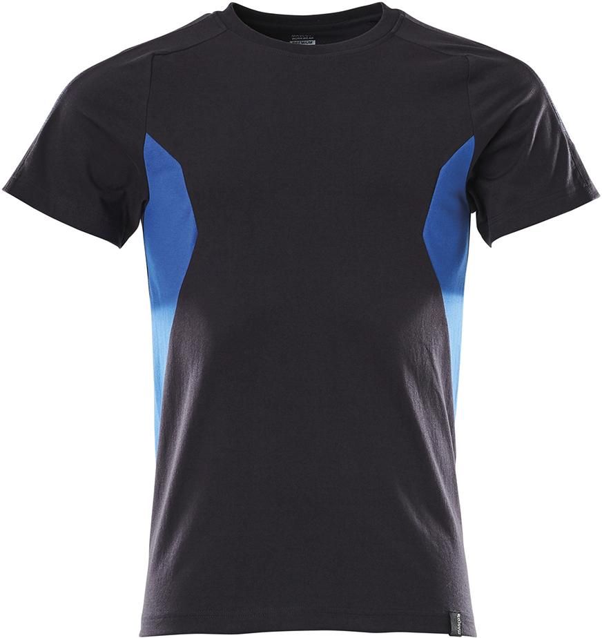 T-Shirt 18382, moderne Passform, schwarzblau/azurblau, Gr.XS