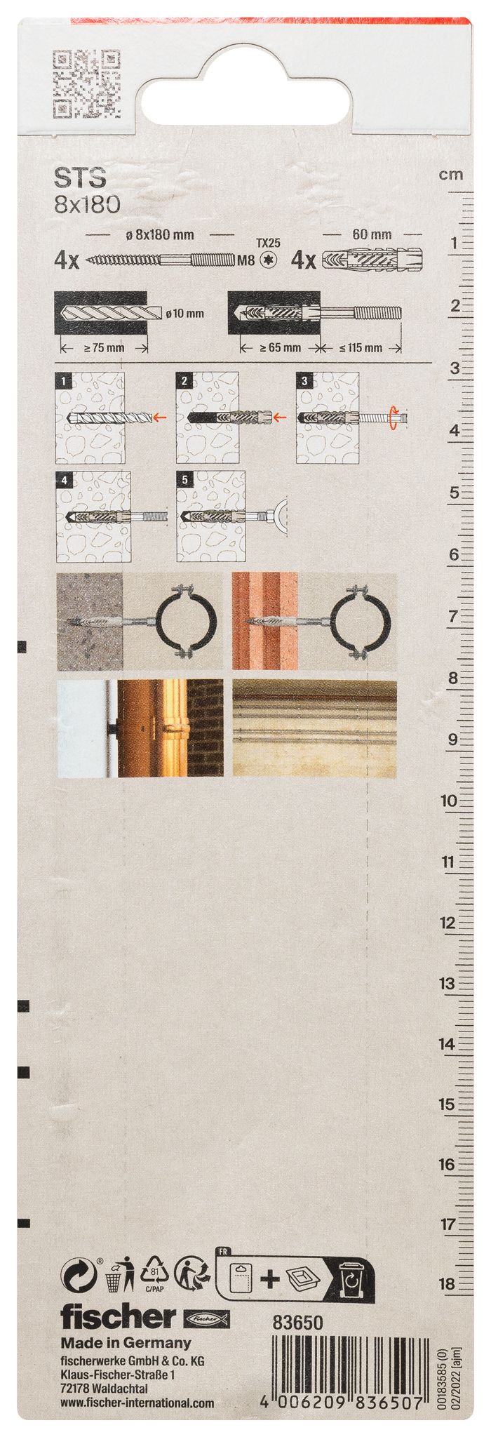 Stockschraube STS 8x180 + UX K (4)