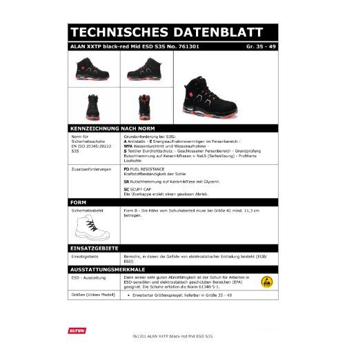 ELTEN ALAN XXTP Sicherheitsstiefel Mid S3S ESD, Schwarz, Gr. 38