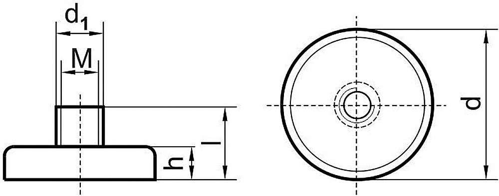 NdFeB-Flachgreif. m.Gew. 10 x 4,5 / 11,5 mm Beloh