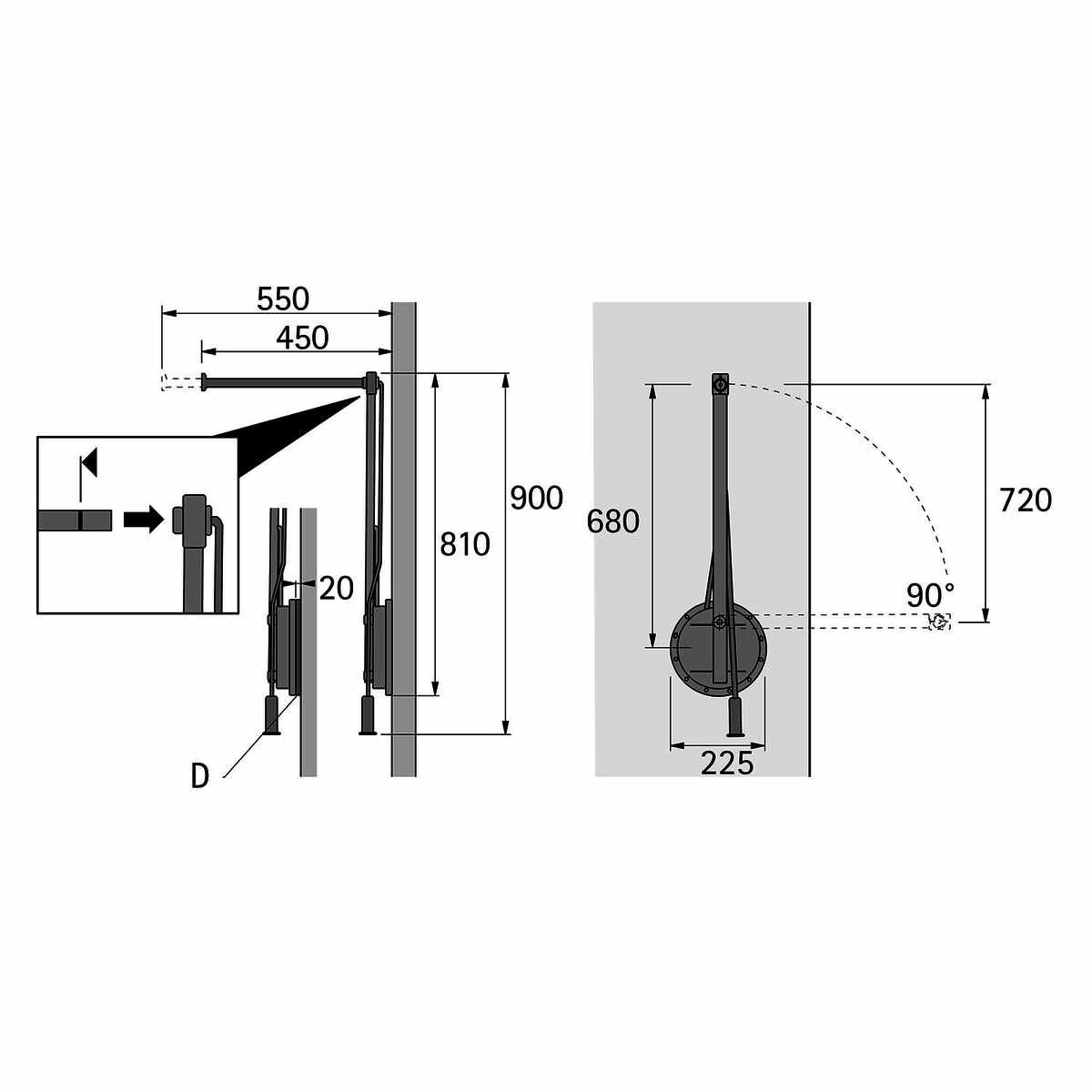 Distanzstück Single Lift 12 /20 mm Aluf.