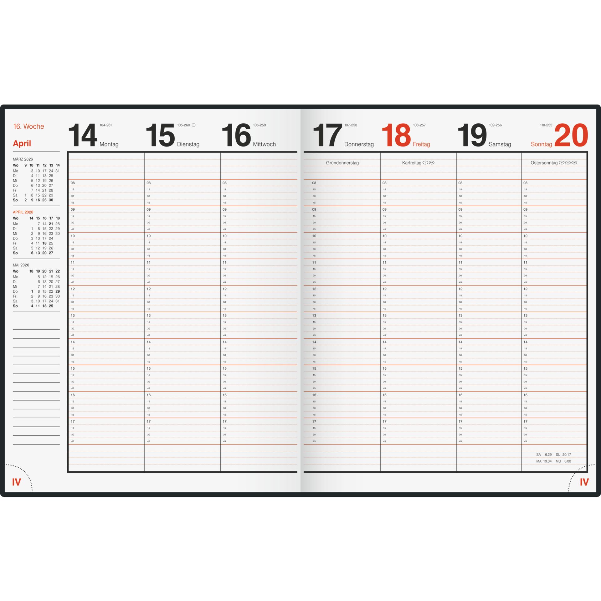 Buchkalender magnum 1W/2S sw