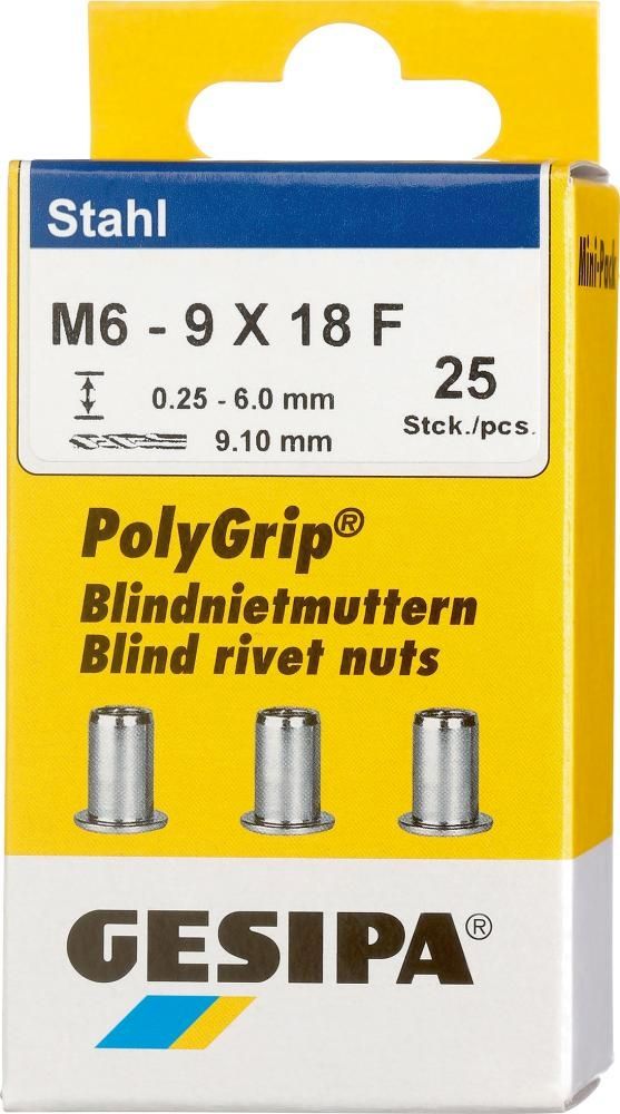 Bl.Nietm.Stahl Minipack Polygrip M6 x 9 x 18