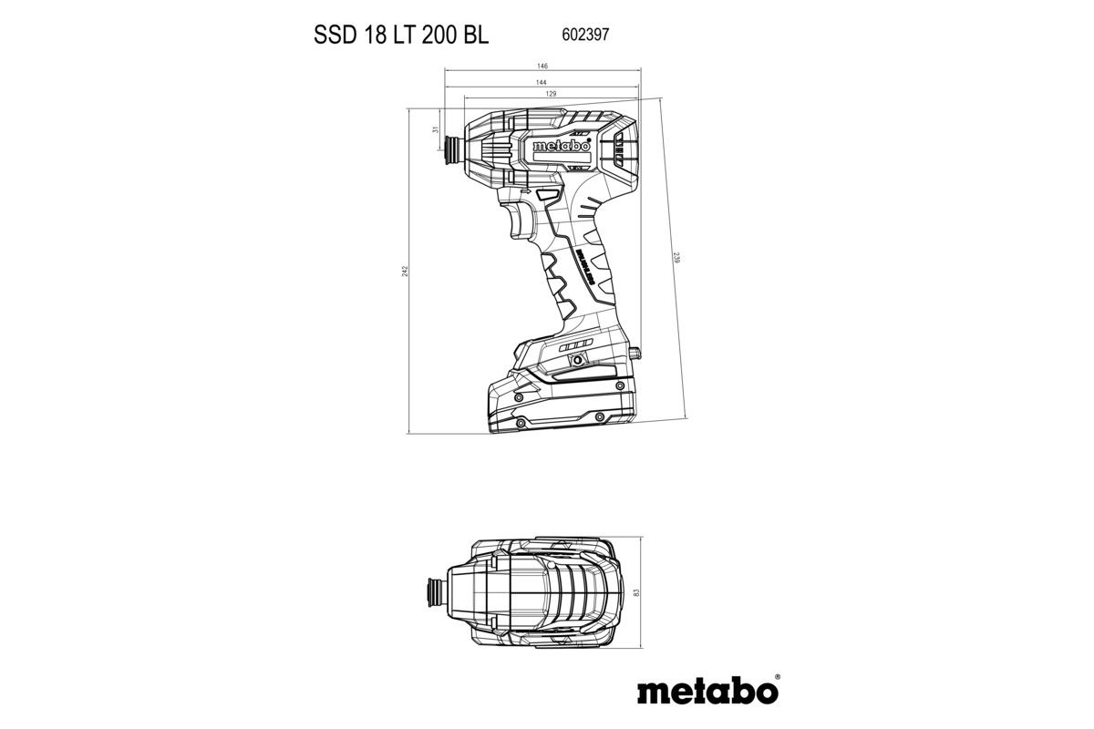 Akku-Schlagschrauber soloSSD 18 LT 200 BL Metabo ohne Akku ohne Ladegerät metaBOX