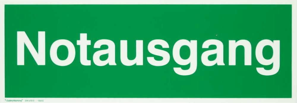 Fluchtwegschild Alu B400xH140 mm Notausgang langnachleuchtend
