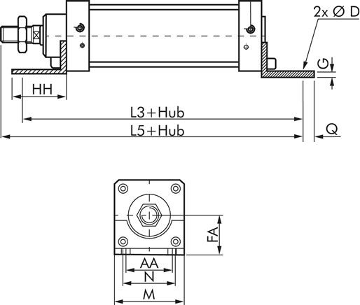 ISO 15552-Fußwinkel 32 mm, Stahl verzinkt