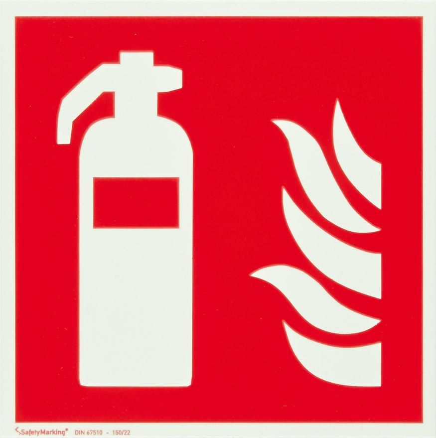 Brandschutzschild Folie B100xH100 mm Feuerlöscher langnachleuchtend