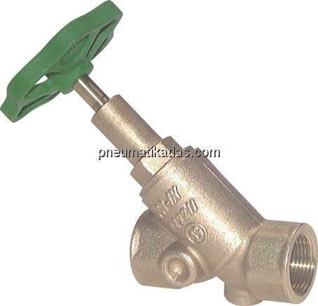 Schrägsitz-Absperrventil, Rp 1/2", PN 10, Messing, DVGW