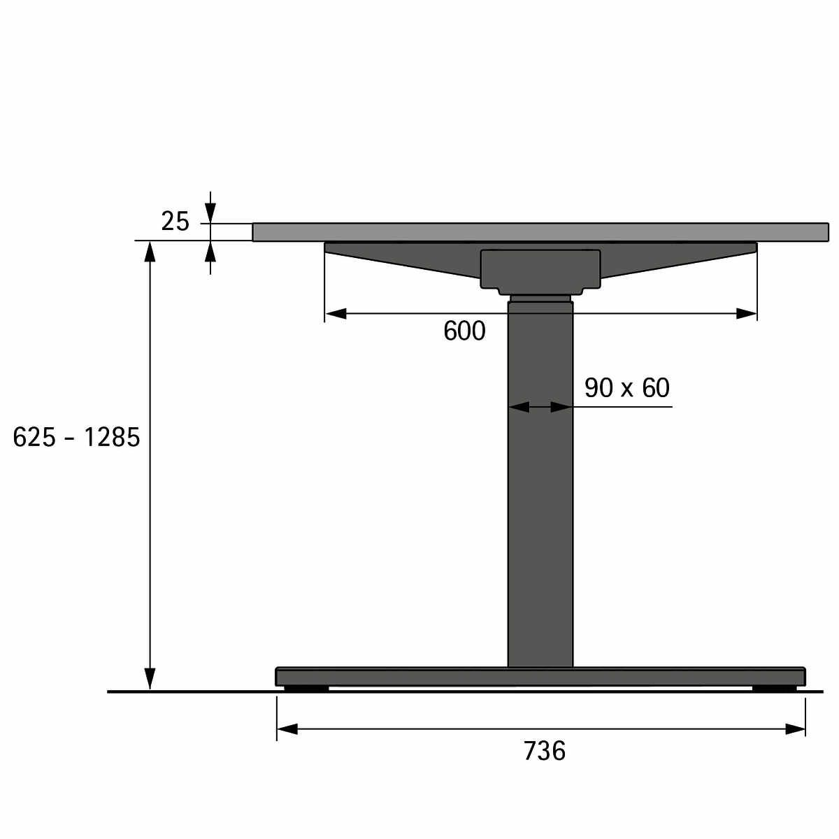Steelforce Pro 673 SLS Tischgestell Highline T-Fus