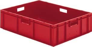 Transport-Stapelkasten B800xT600xH210 mm rot, geschlossen mit Griffloch LA-KA-PE