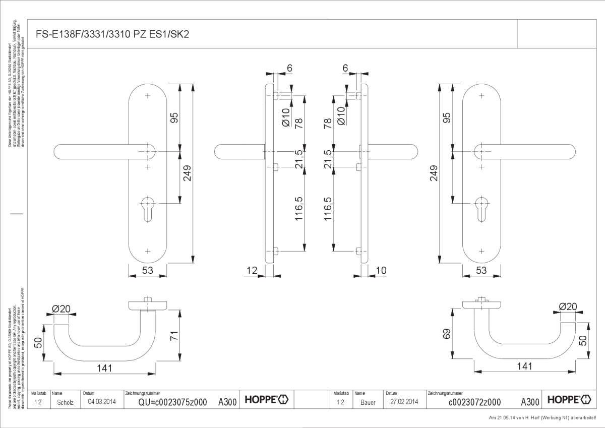 FS-Türgriff-Garnitur Paris - FS-E138F/3331/3310 ES1 (SK2)