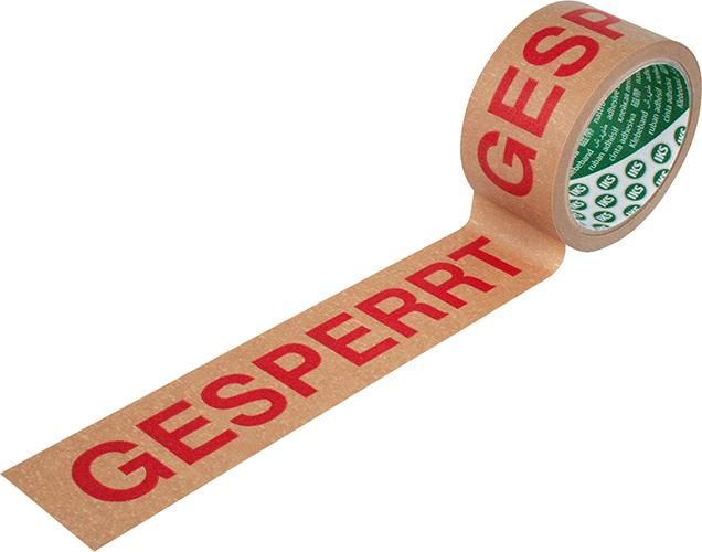 Papier-Warnband "Gesperrt" 50mm x 50m, braun