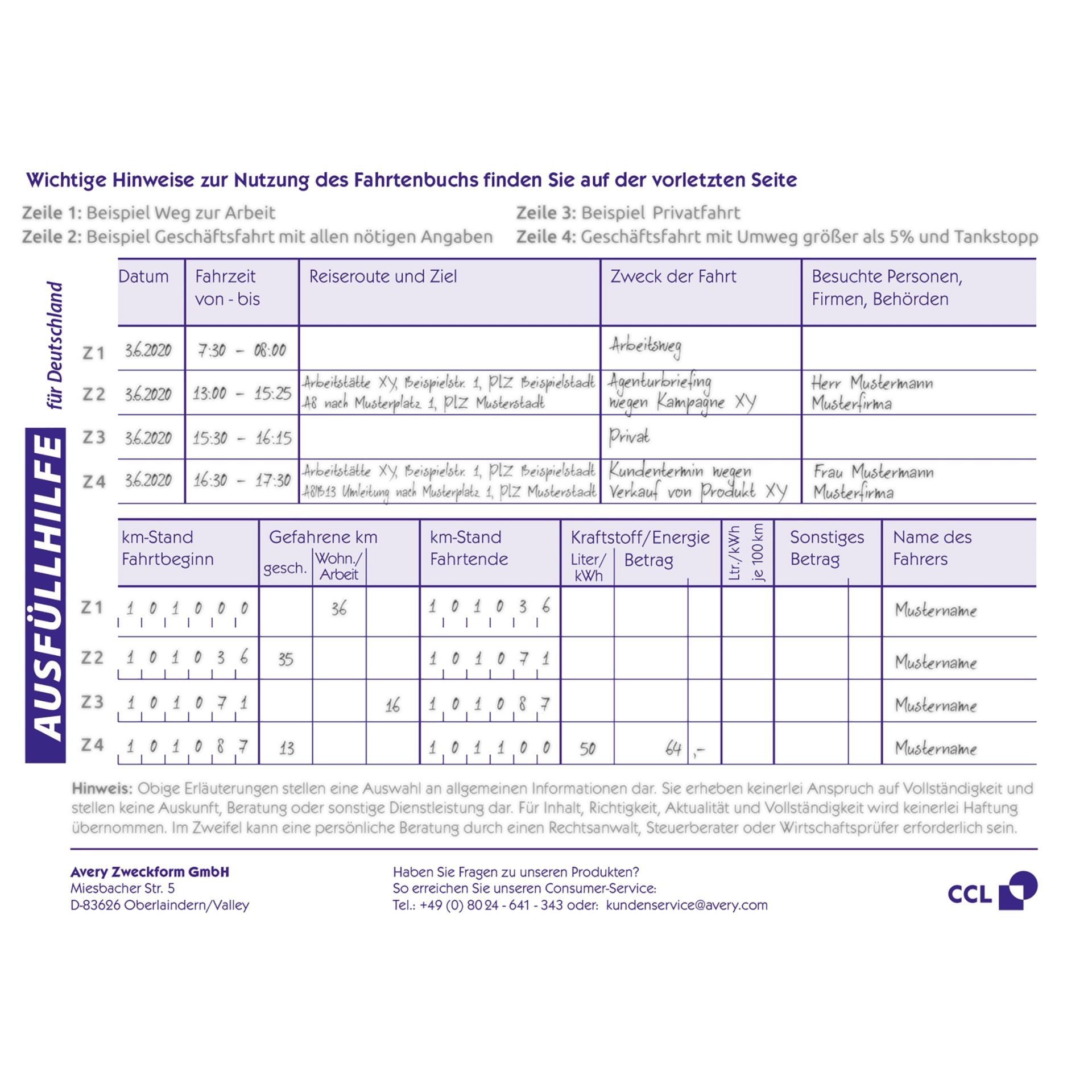 Fahrtenbuch A6 32Blatt