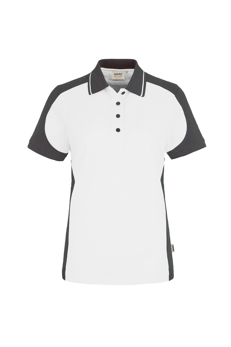 HAKRO Damen Poloshirt Contrast MIKRALINAR® weiß/anthrazit, XS
