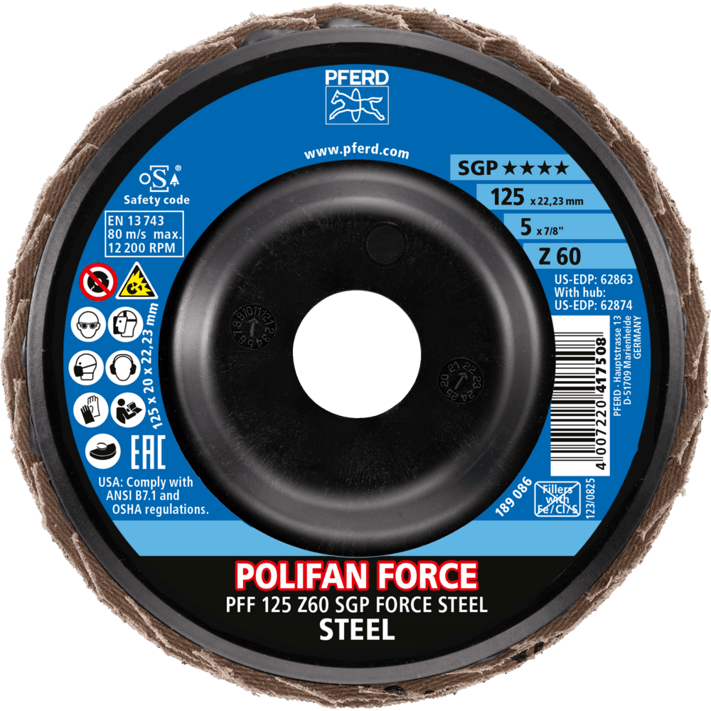 PFERD POLIFAN-Fächerscheiben PFF 125 Z60 SGP FORCE STEEL