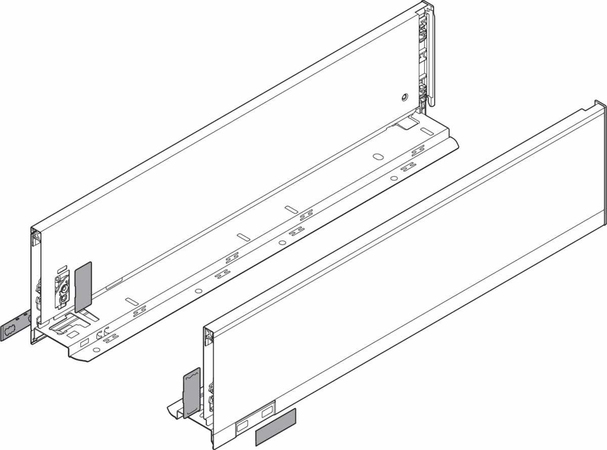 LEGRABOX Zarge, Höhe K (128.5 mm), NL=450 mm, links/rechts, für LEGRABOX pure, seidenweiß matt