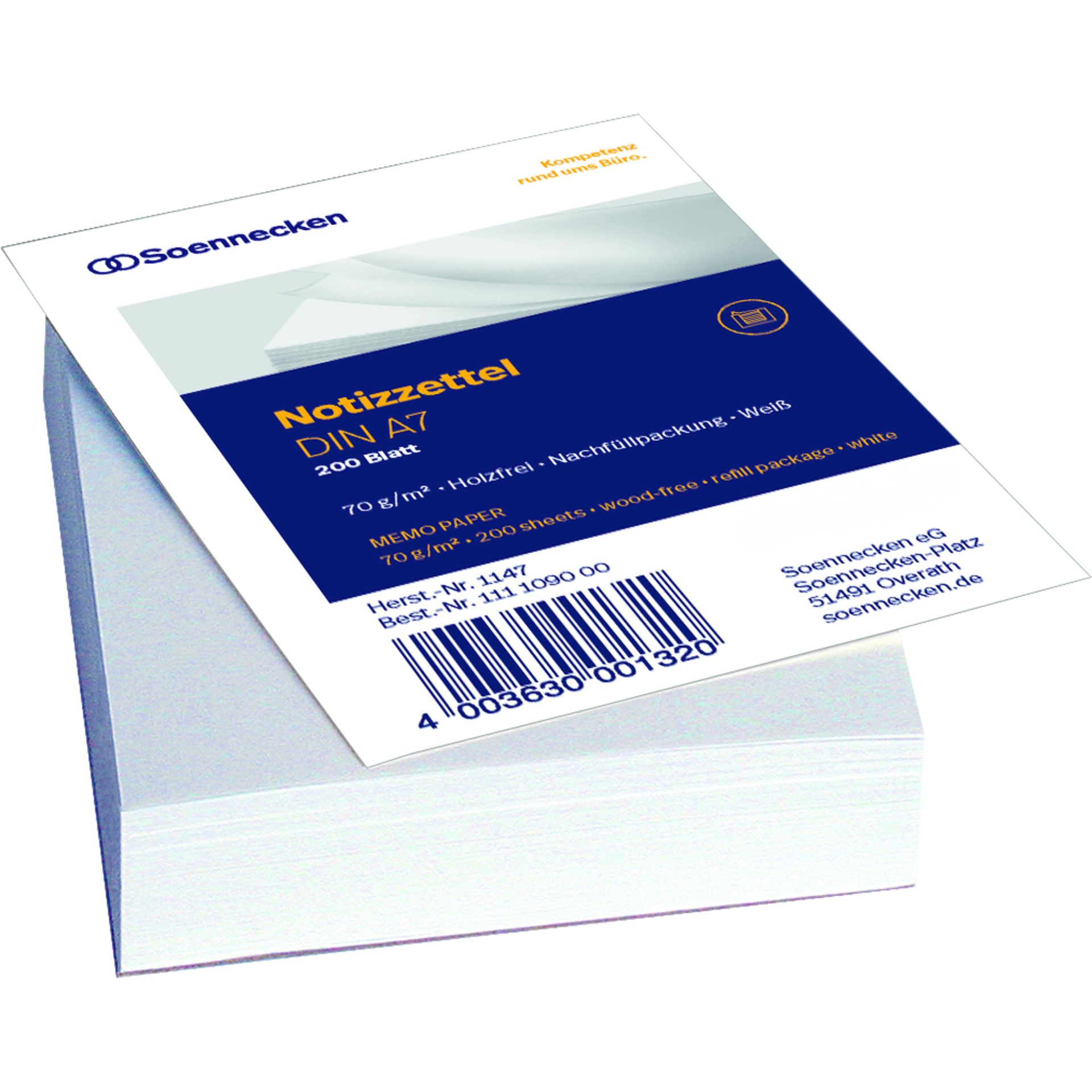 Zettelboxeinlage DIN A7 blanko 200 Bl./Pack.
