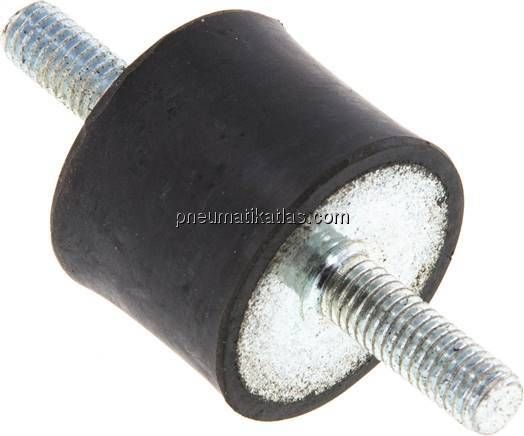 Gummi-Metall-Puffer beidseitig mit Gewindestift M 6 x 18