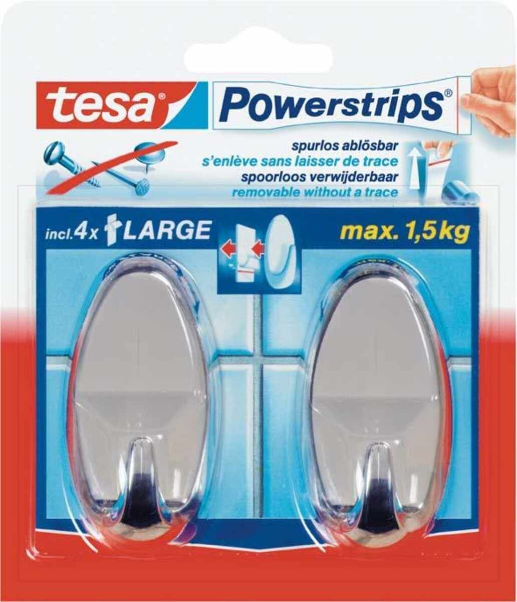 Powerstrips Haken Large Oval chrom tesa