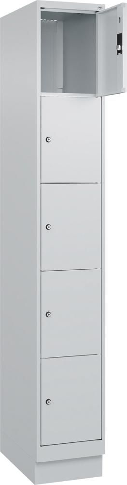 Fächerschrank CLASSIC B300xT500xH1950 mm RAL 7035/7035, 1x5 Fächermit 100 mm hohem Sockel