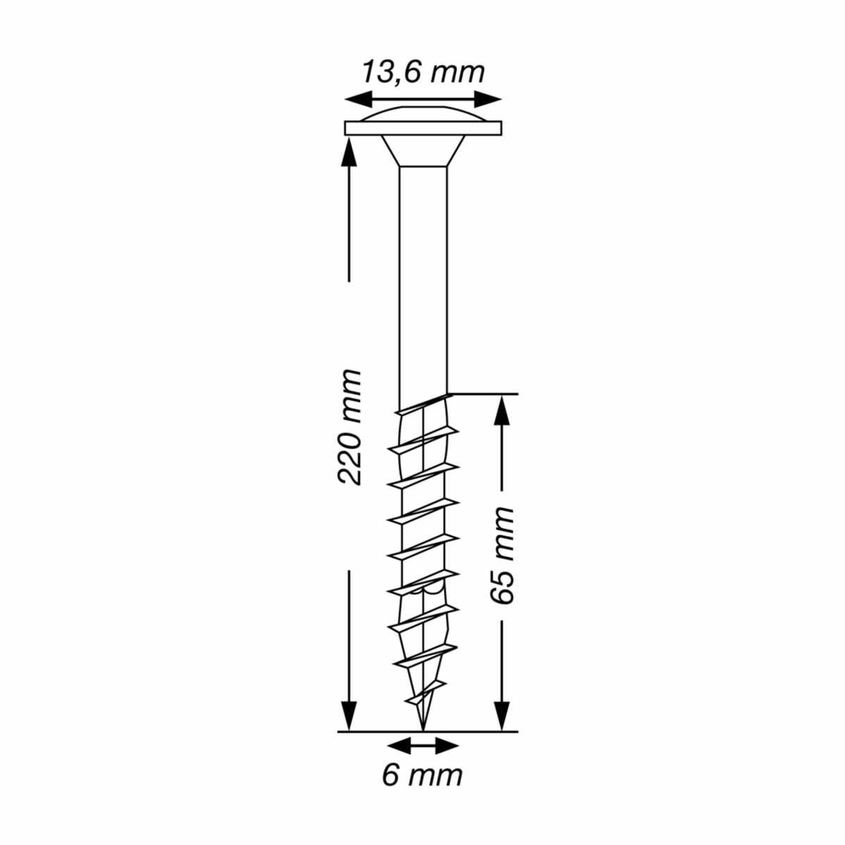 SPAX Holzbau Tellerkopf, 6 x 220 mm, 50 Stück, Teilgewinde, T-STAR plus T30, 4CUT, WIROX - 0251010602205