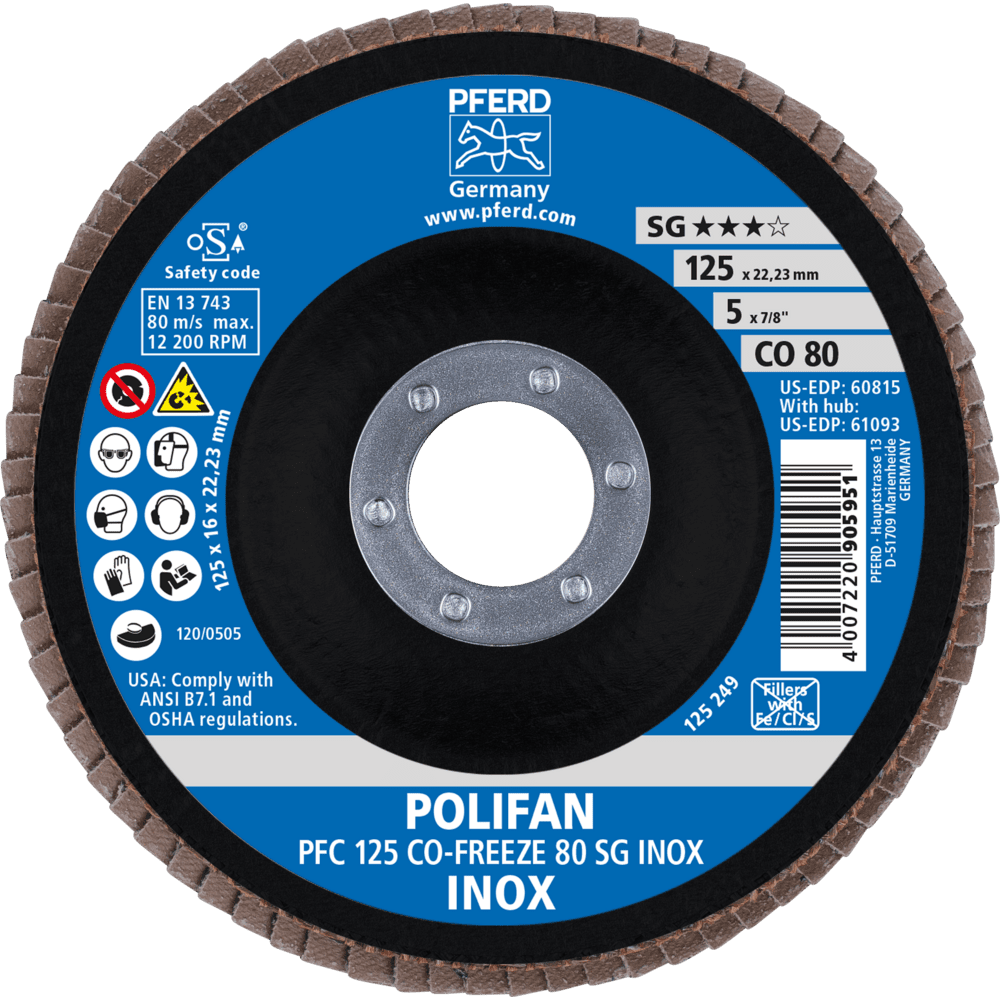 PFERD POLIFAN-Fächerscheiben PFC 125 CO-FREEZE 80 SG INOX