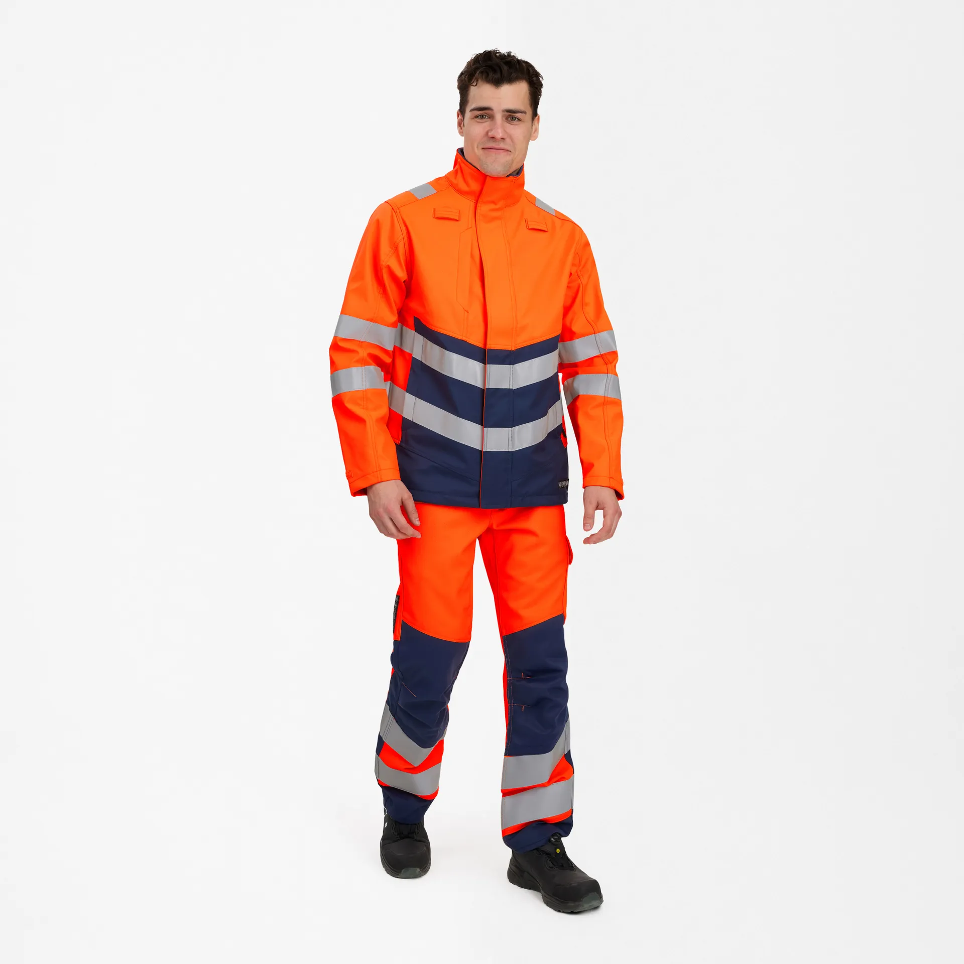 Safety+ Softshelljacke Orange/Blue ink, Gr. XS