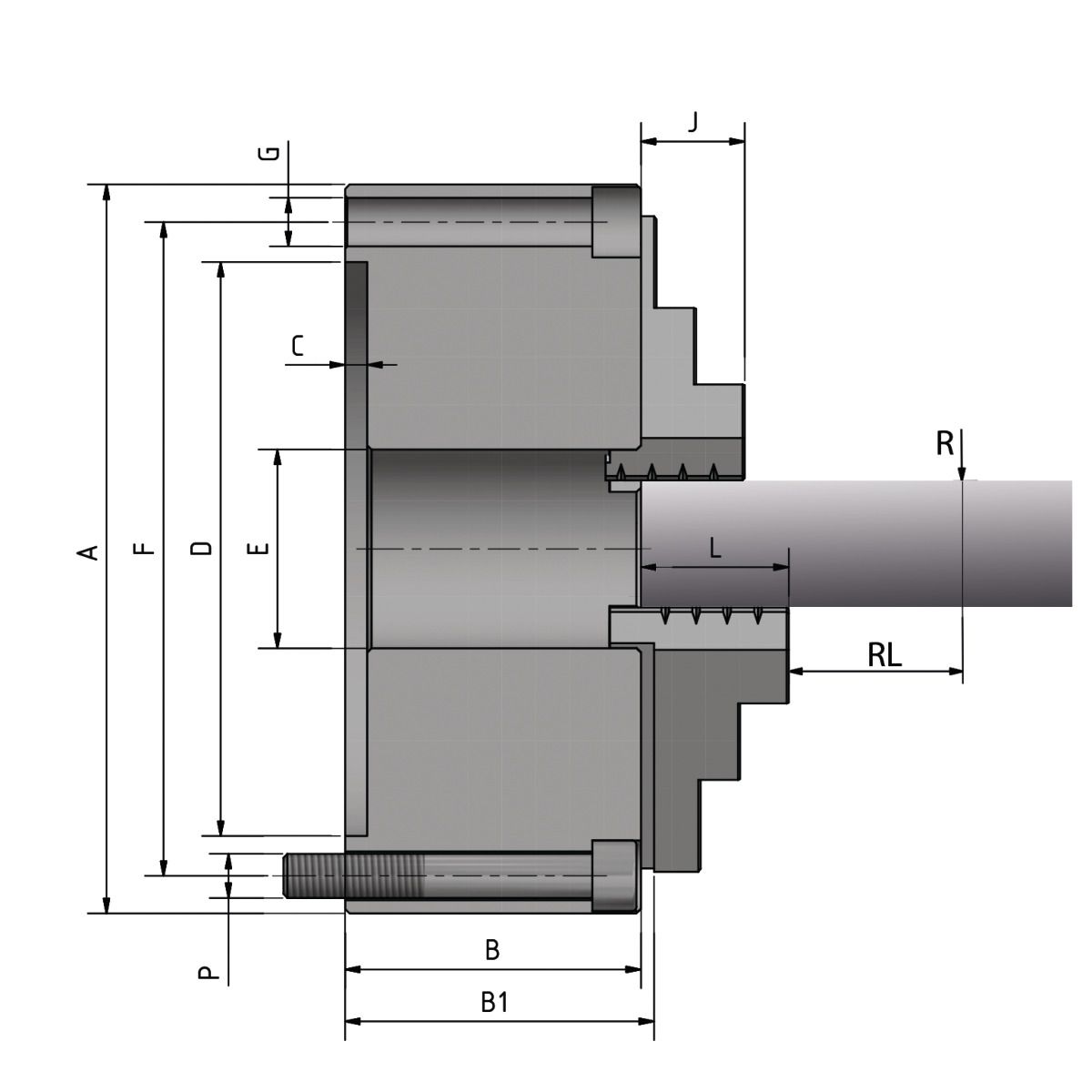 Vierbacken-Drehfutter Guss Optimum BISON Ø 125 mm DIN 6350 A2-3