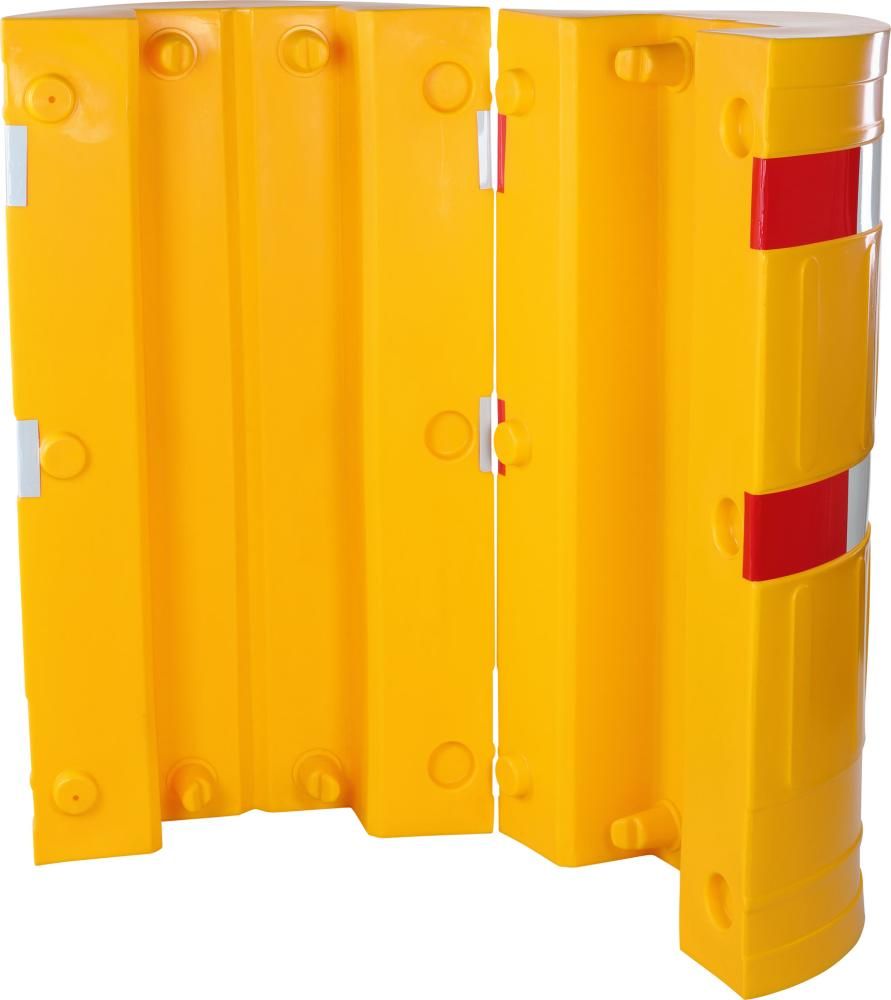 Säulenschutz D620 mm für Pfosten B260xT260 mm gelb mit Warnmarkierung Dancop