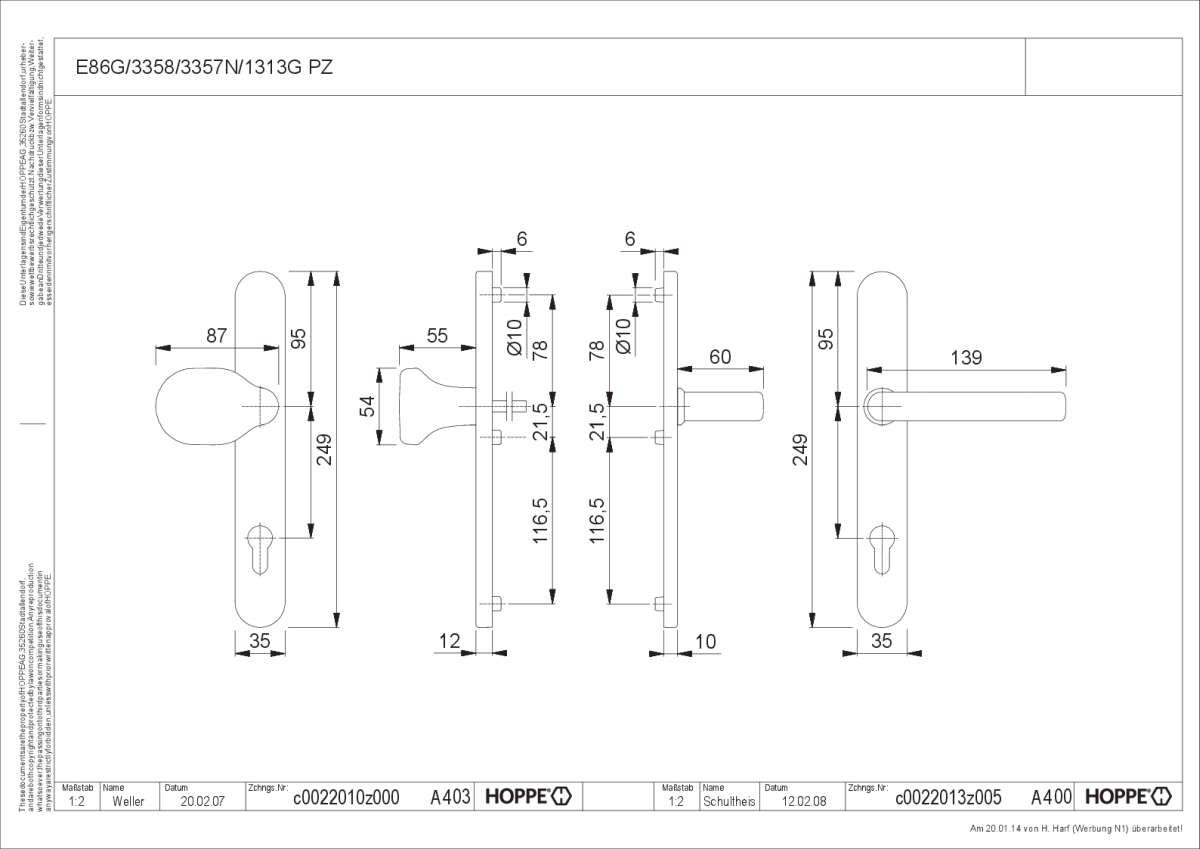 Wechsel-Garnitur (Knopf/Griff) Liverpool - E86G/3358/3357N/1313G ES1 (SK2)