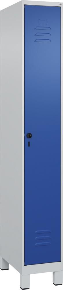 Garderobenschrank CLASSICB300xT500xH1950 mm RAL 7035/5010, 1 Abteil mit 100 mm hohen Füßen