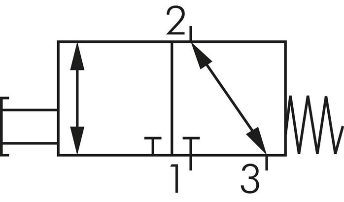 3/2-Wege Axial-Handhebelventil, Federrückstellung, G 1/8"
