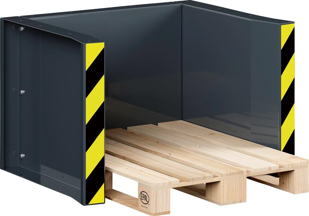Paletten Stapel Station für 5 Paletten, RAL7016 aus 4mm Blech B1020xT945xH740 mm