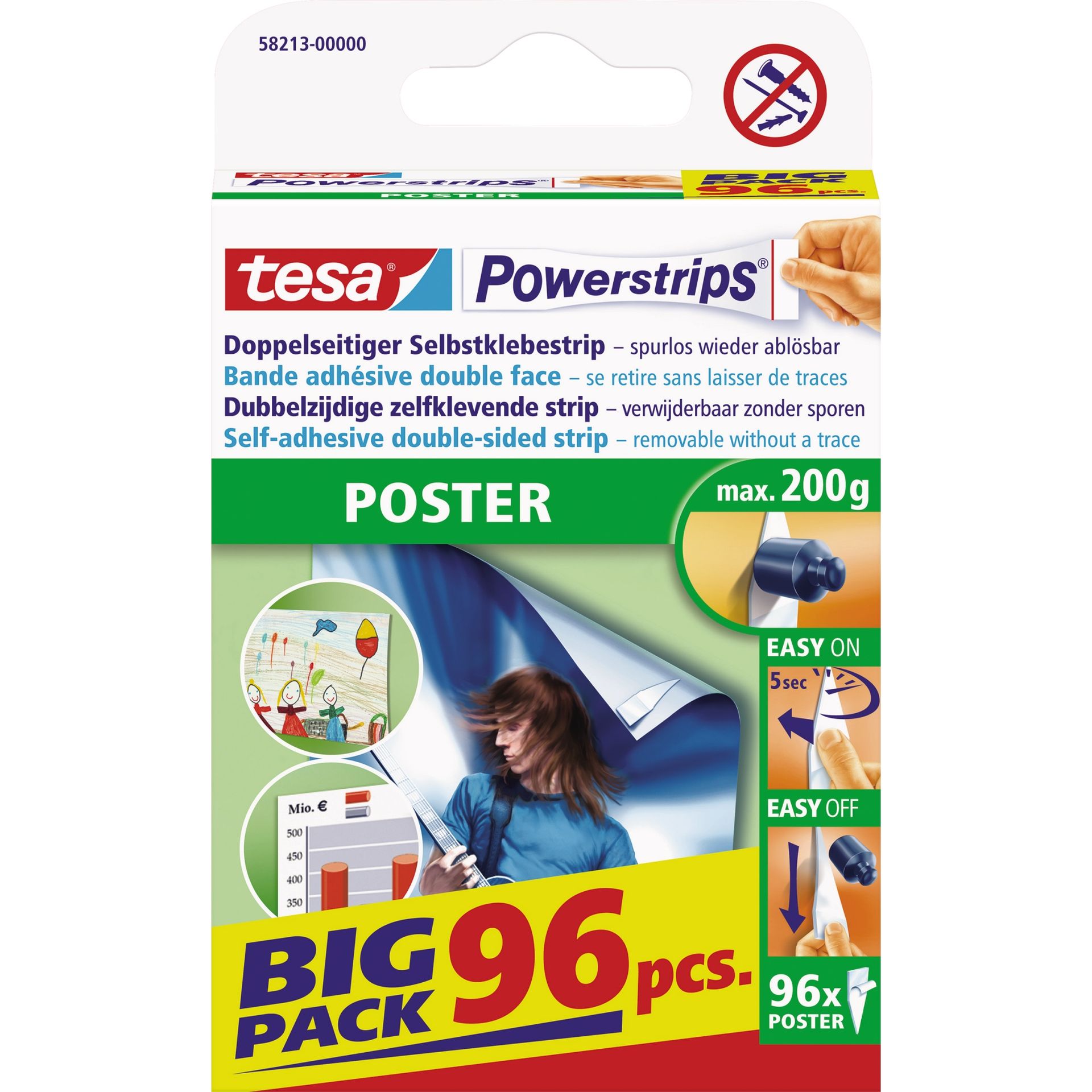 Klebestücke Powerstrips Poster 14,5x42mm ws96 St./Pack