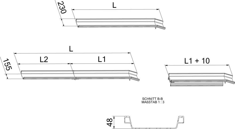 Verladeschiene Aluminium L2000xFB150 mm mit Rand Tragkraft 400 kg/Paar
