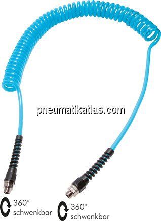 PUR-Spiralschlauch G 1/4"-9,5 x 6,3 mm, 3,0 mtr. Arbeitslänge