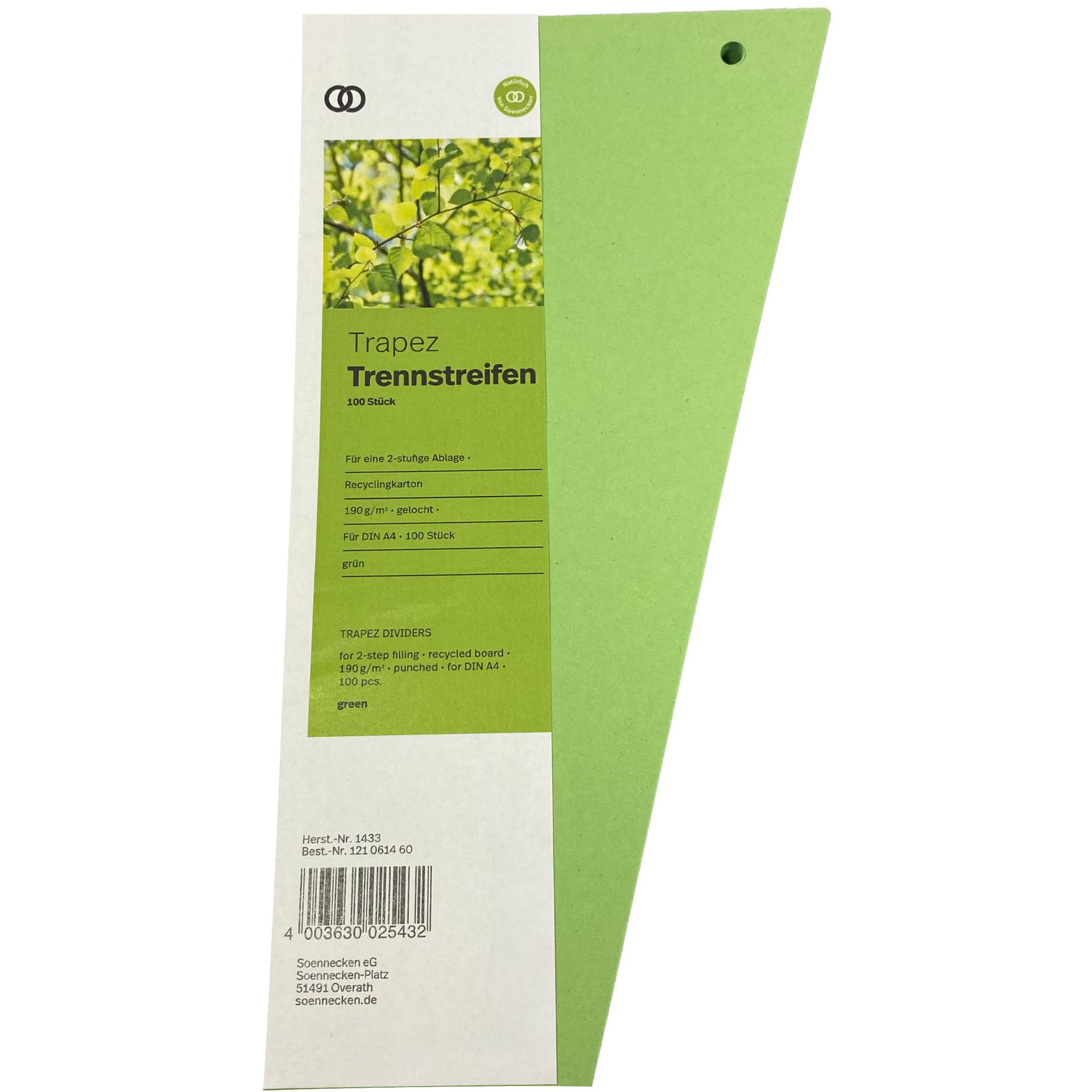 Trennstreifen oeco 12,5/6,5x24cm grün 100St.