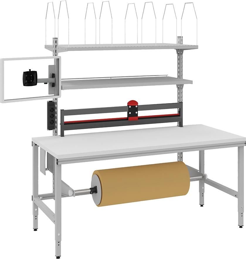 Verpackungstisch OK-V5 B1685xT800xH718-1018mm manuell verstellbar Tischplatte Melamin