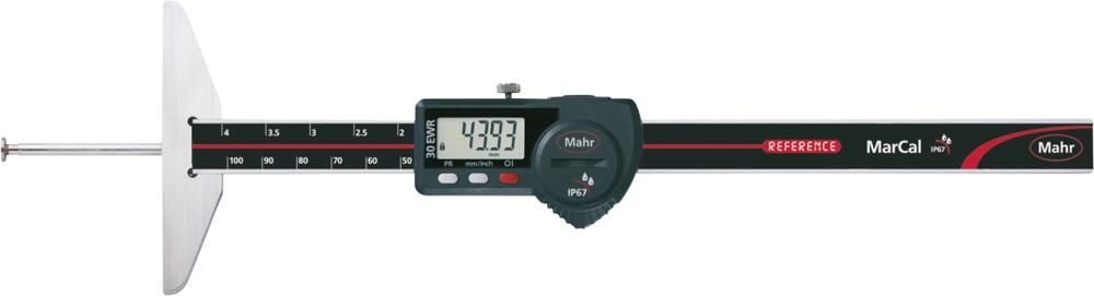 Dig.-Tiefenmessschieber 30EWR-N IP67 100mm mit Tellermesseinsatz mit Daten MAHR