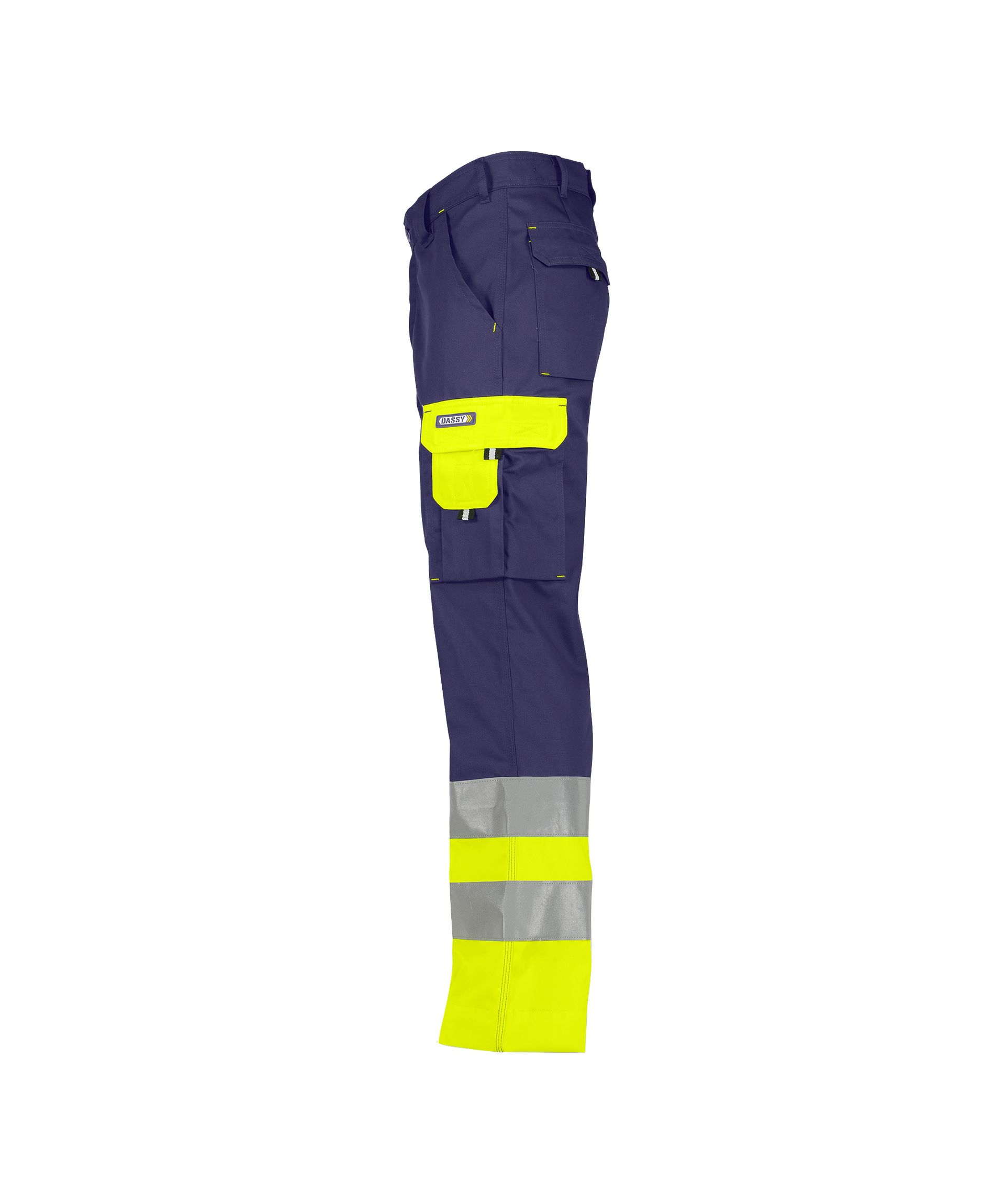DASSY® Omaha - Warnschutzhose - dunkelblau/neongelb, Gr. 42