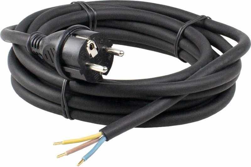 Gummi-Anschlussleitung 4,5m H07RN-F 3G1,5 sw Schutzkontaktstecker u. ca. 30mm abgemantelt m.AEH