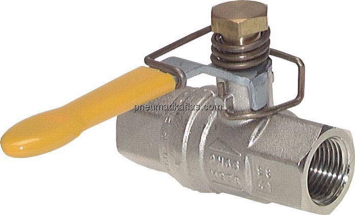 Messing-Kugelhahn, G 1/4", -0,98 bis 65bar, federschließend