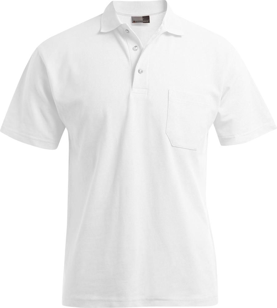 Men`s Heavy Polo Pocket, white, Gr.XS