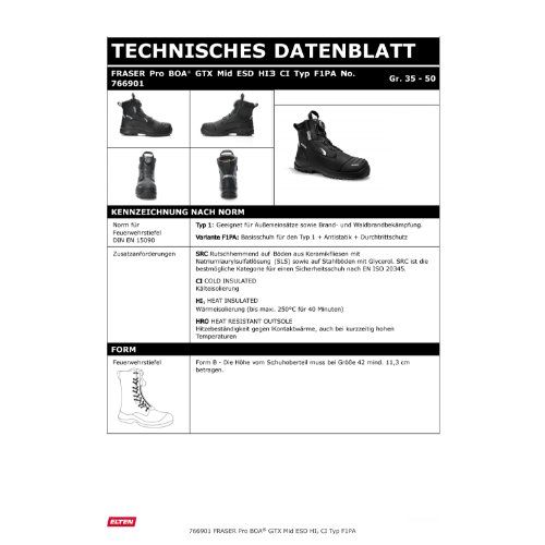 ELTEN Feuerwehrstiefel FRASER Pro BOA® HI3 Typ F1PA Stiefel (Mid) ESD, Schwarz, Gr. 39