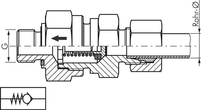Hydraulik-Rückschlagventil 8 L (M14x1,5)-M 12x1,5, Stahl verzinkt