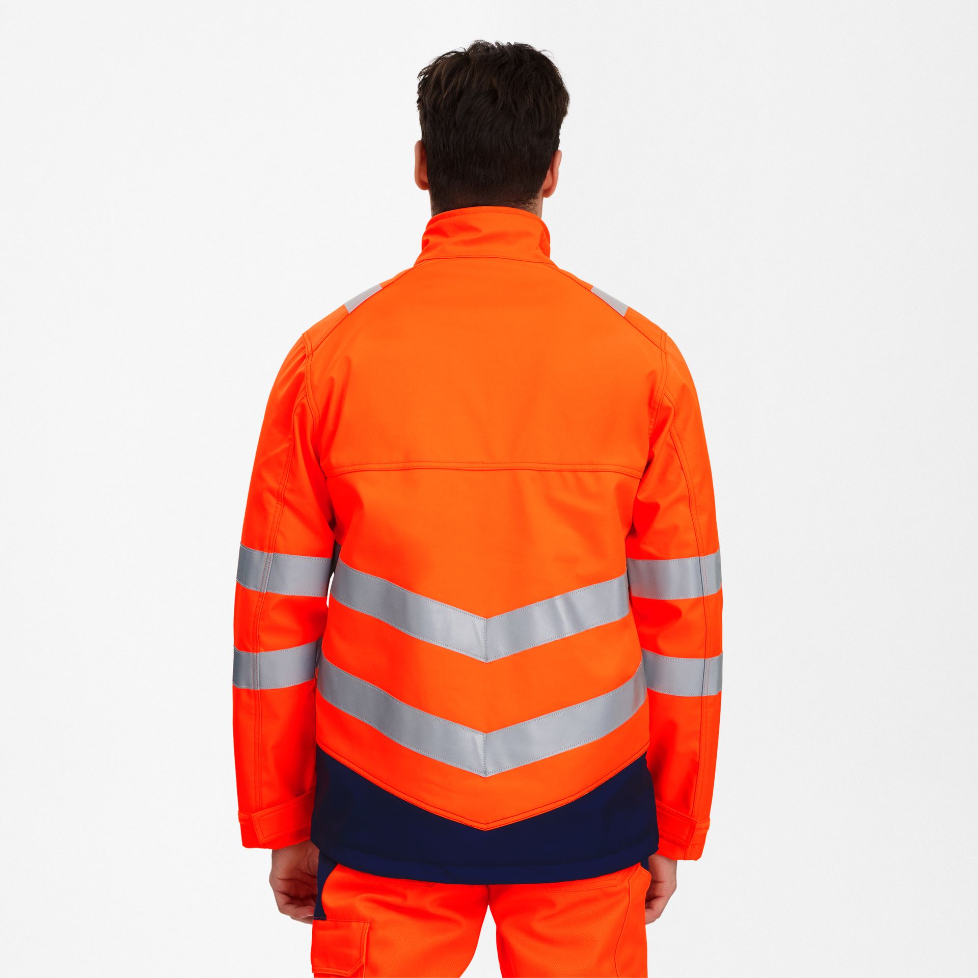 Safety+ Softshelljacke Orange/Blue ink, Gr. XS