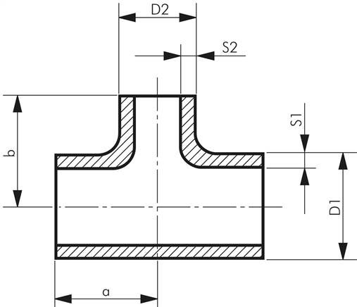T-Stück 26,9x2,3mm - 21,3x2,0mm, 1.4571, nahtlos