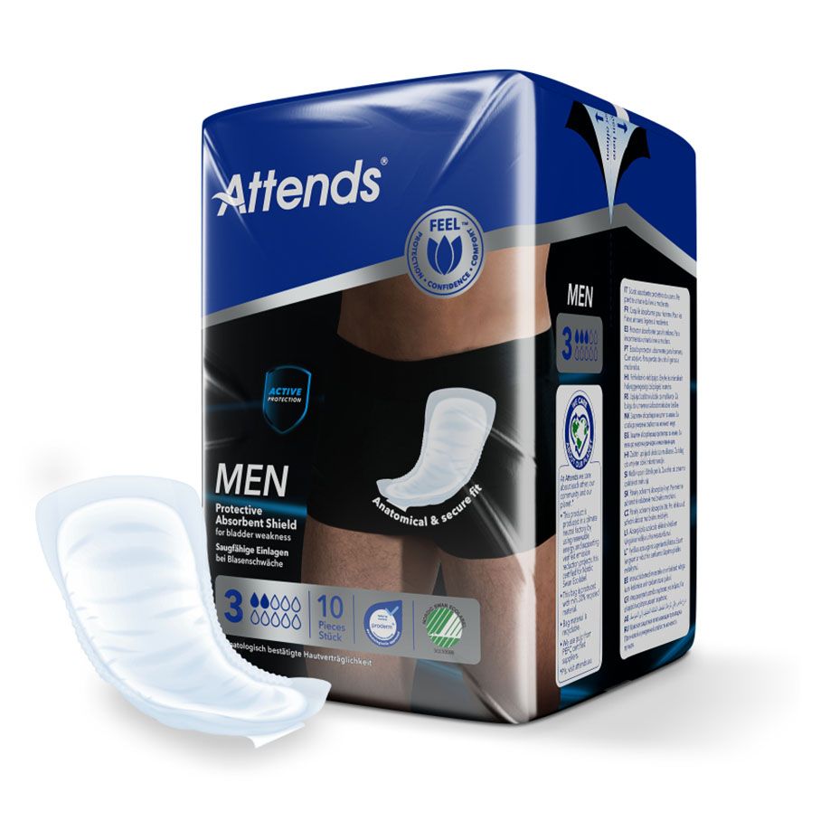 Attends Men 3 Protective AbsorbentShield Inkontinenzeinlagen (10 Stck.)UK = 6 Pack