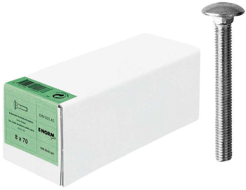 DIN 603 o.Mu Edelstahl A2M10x70 HP E-NORMpro