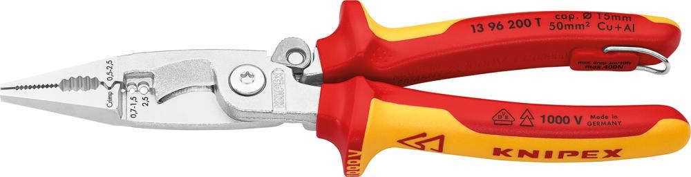 E.-Install.Zange VDE TT 200mm m.M.K.Griff Knipex